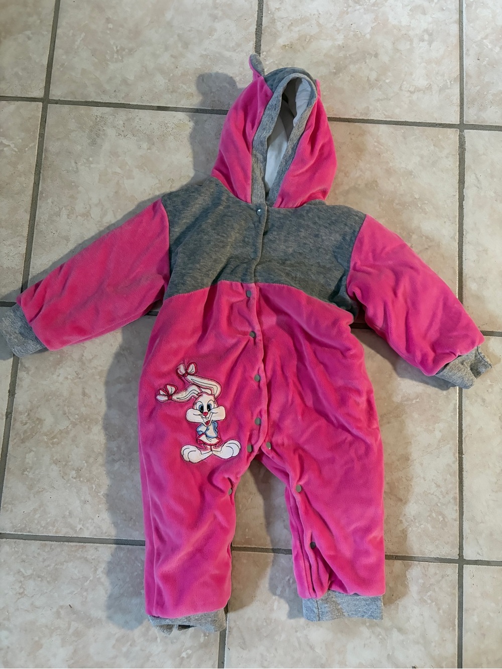 Looney TunesPink and Gray Hooded Baby One-Piece Snowsuit/Bunting with Lola Bunny
